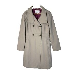 Old Navy Long Wool Trench Coat Womens Medium Classic Preppy City Academia Travel
